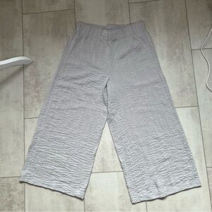 Adrianna Papell Light Gray Rayon Crinkle Wide Leg Pull-On Pants size M